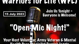 Join Derrick TONIGHT for "Open Mic Night!" with Warriors for Life (WFL), Presented by VFV!