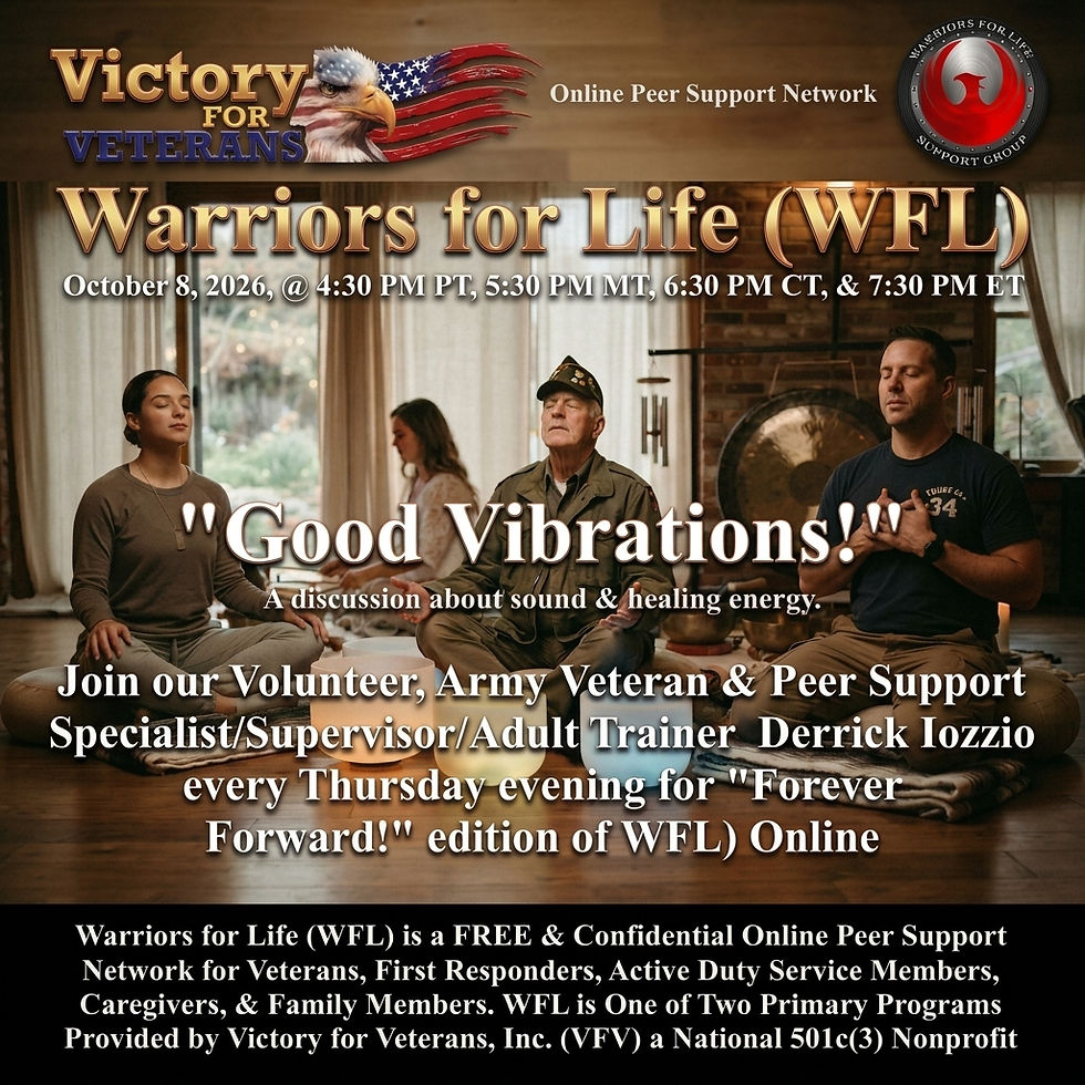 Drop in with Derrick & Pick Up Some "Good Vibrations!" with Warriors for Life (WFL)