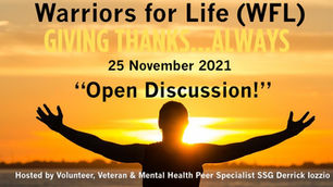 Give Thanks & Join Derrick TONIGHT for an "Open Discussion" & Warriors for Life (WFL)