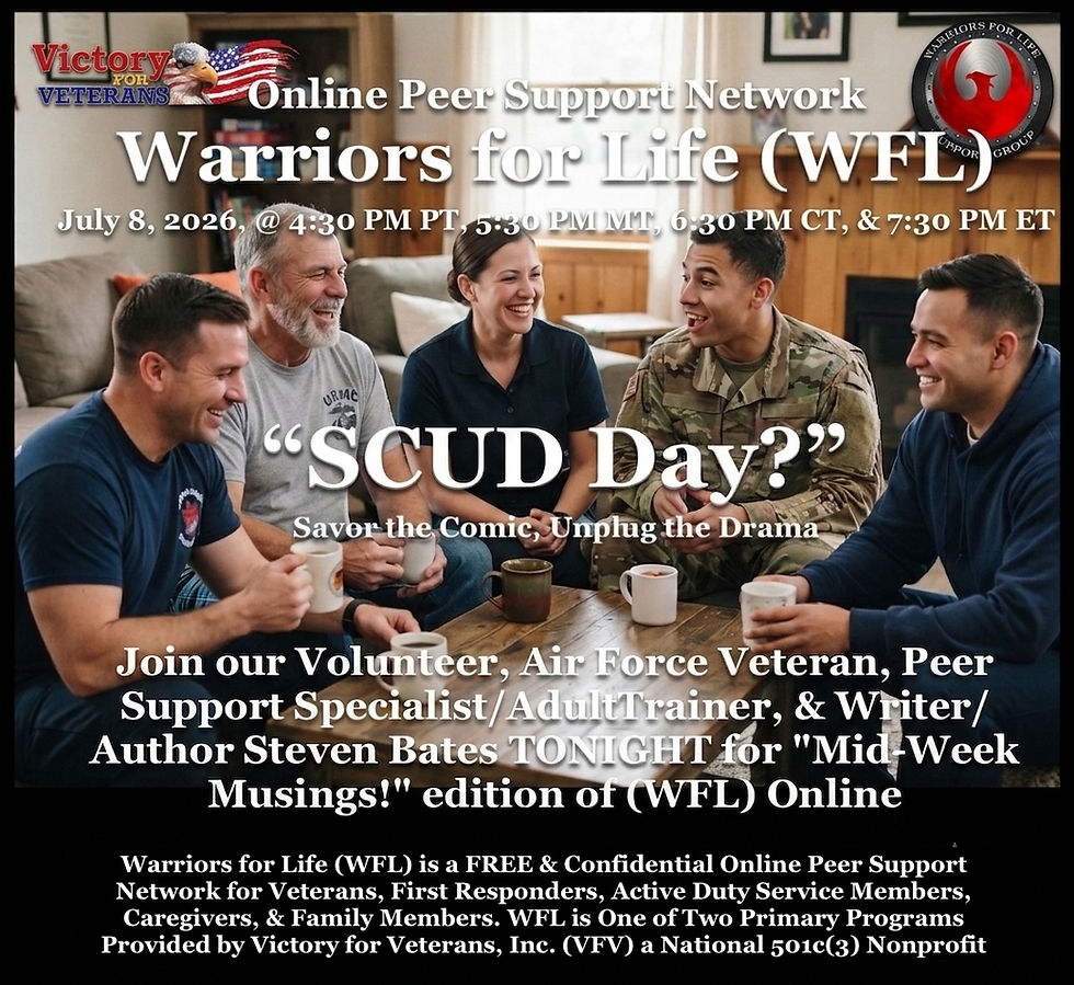 Join Steven and Friends for "SCUD Day?" with Warriors for Life (WFL)