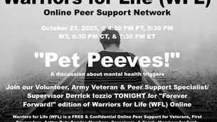 Join Derrick & Friends TONIGHT for "Pet Peeves!" with Warriors for Life (WFL)