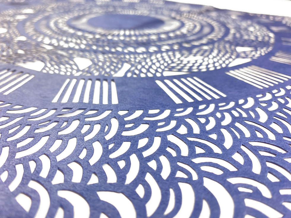 Thumbnail: Circle carpet blue II, 37x50 cm