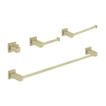 Cube 4 Piece Bathroom Hardware Set - Brushed Gold