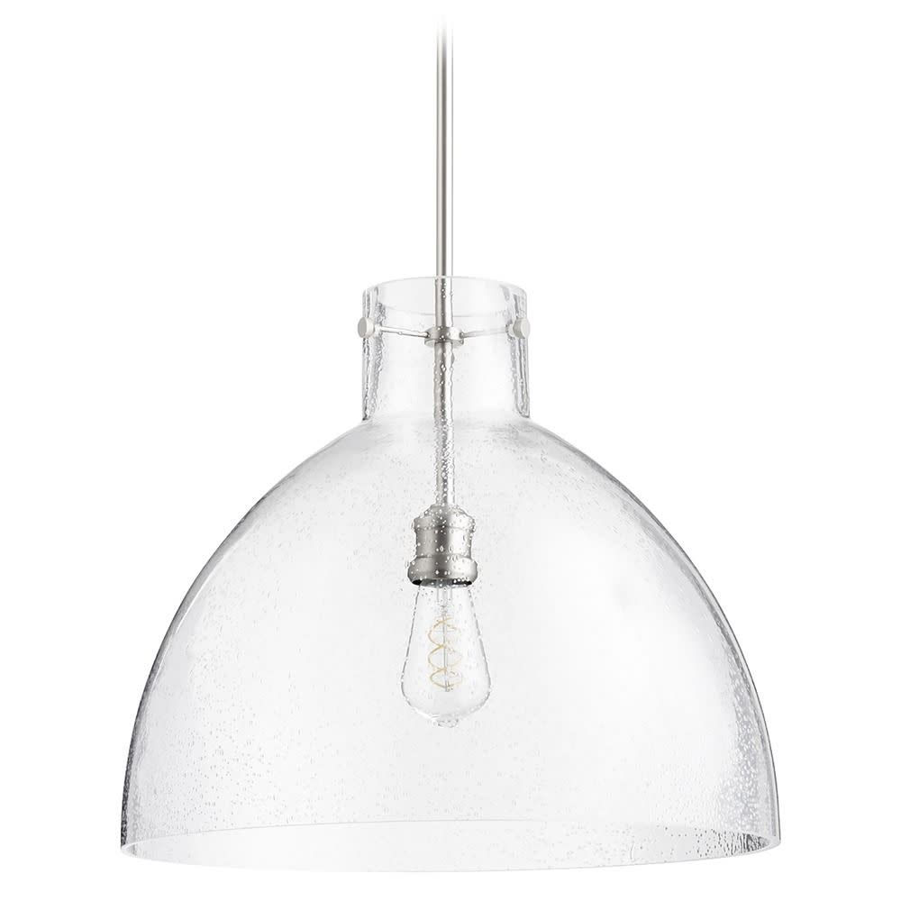 Quorum Lighting Satin Nickel Pendant Light with Bowl / Dome Shade