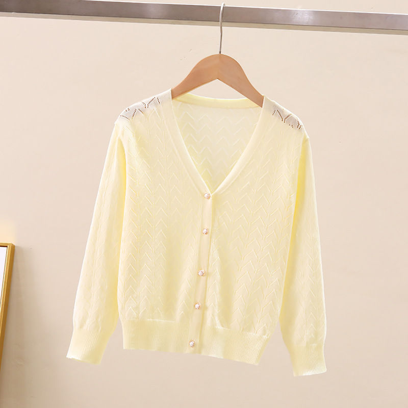 Thumbnail: Children's Thin Knitted Cardigan UV Jacket for Ages 5+
