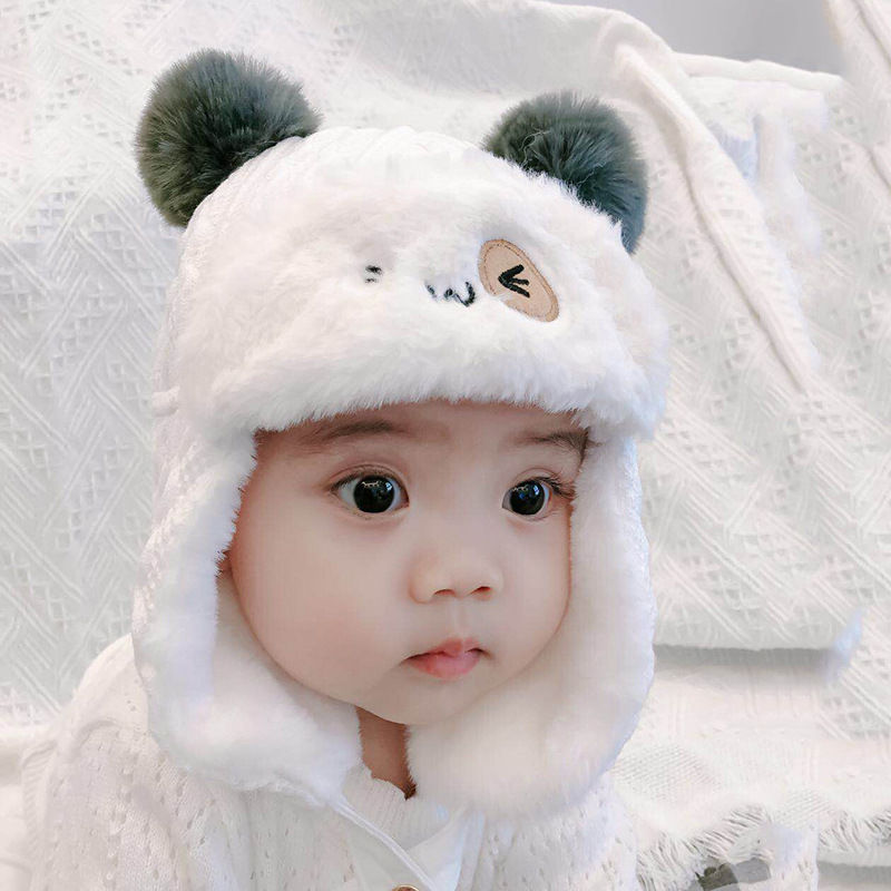Thumbnail: Autumn Winter Baby Cap with Cute Bear Design for Kids
