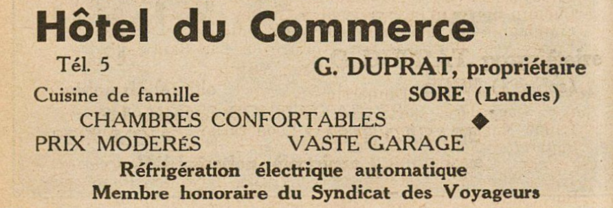 Hôtel du Commerce - Sore (1935)