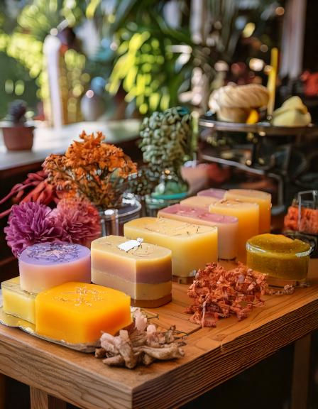 Firefly generate a beautiful illustration for beautiful soap making with various vibrant a