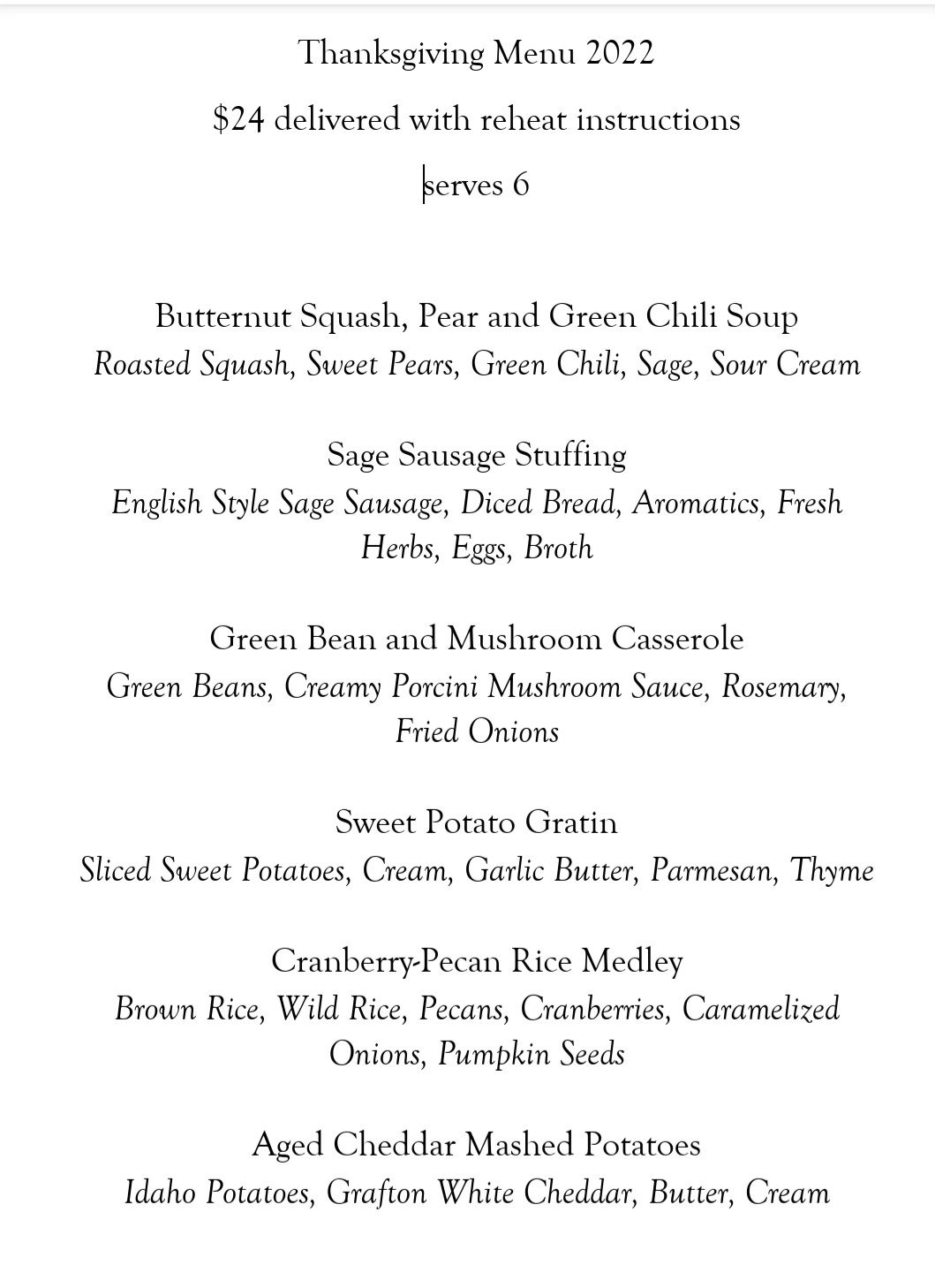 Thanksgiving sides - 2022