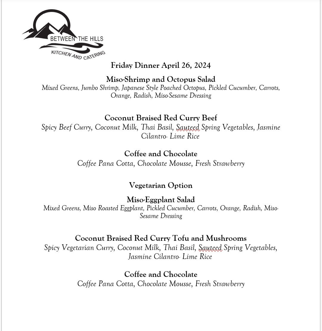 April 26 Friday Dinner 