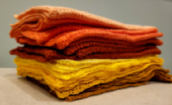 Tunisian crochet resuable napkins stacked oblique view