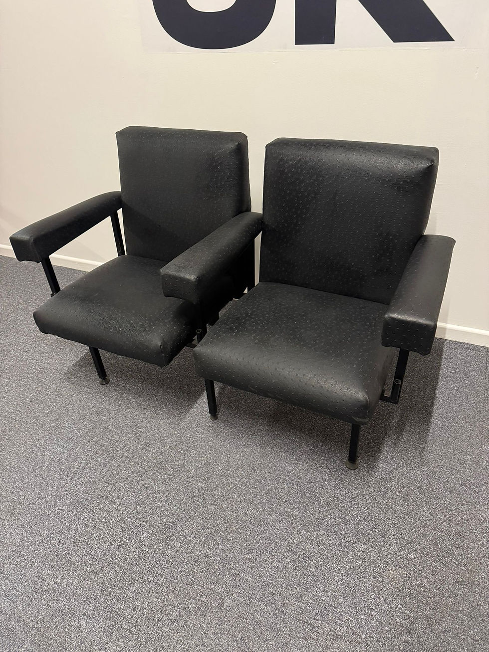 Thumbnail: Faux Black Leather Double Seater Waiting Chair
