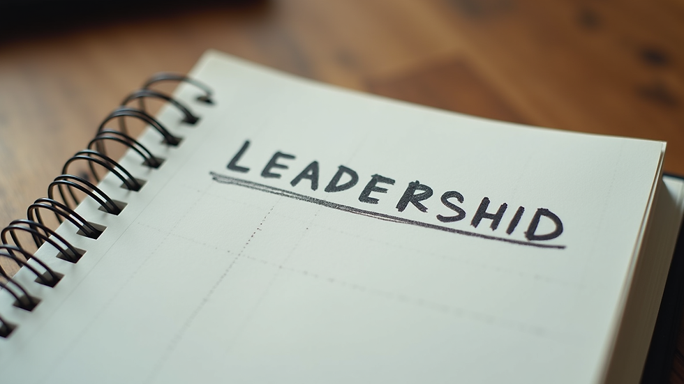 Close-up view of a notebook with leadership notes