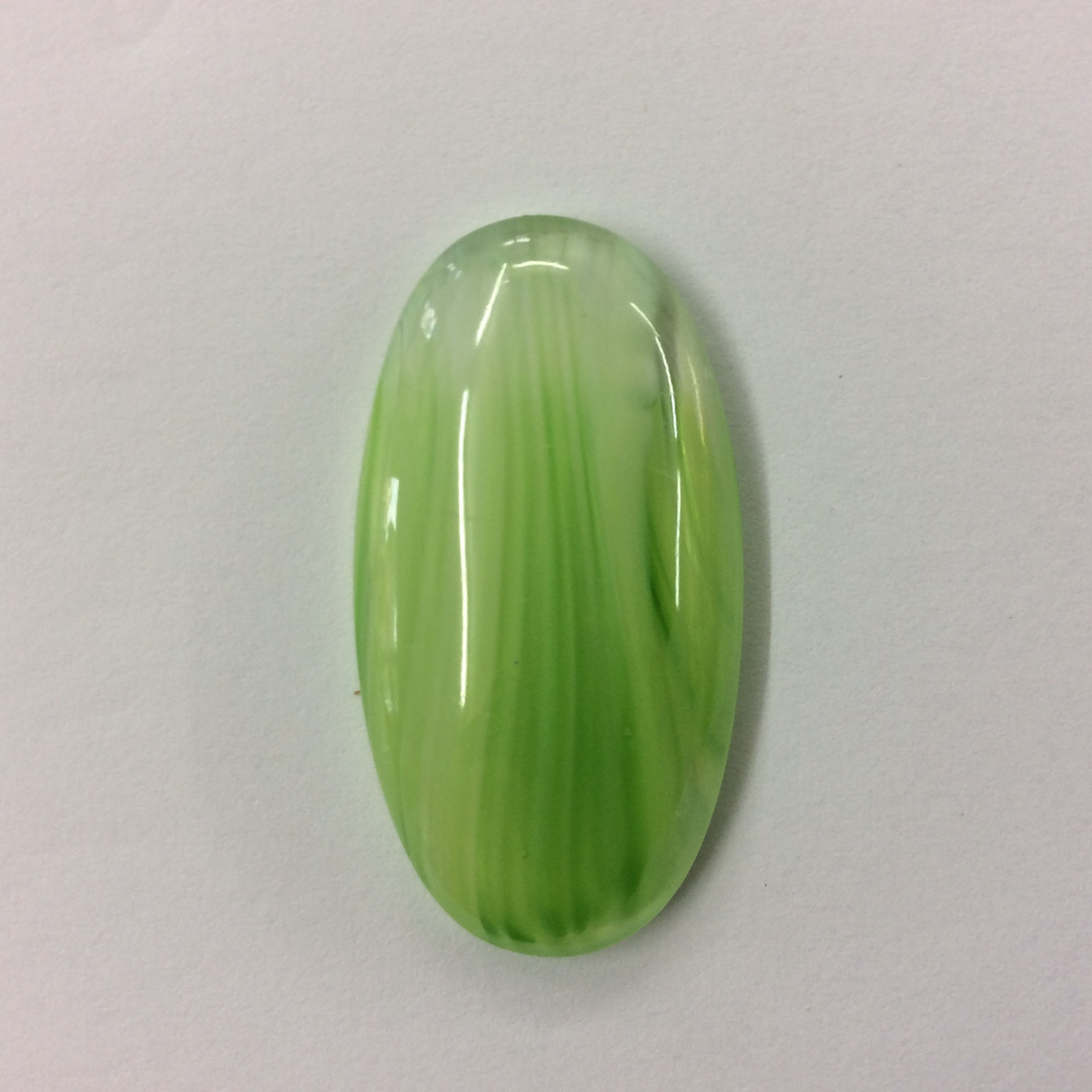 Oval green white and clear jewel 36mm x 18mm