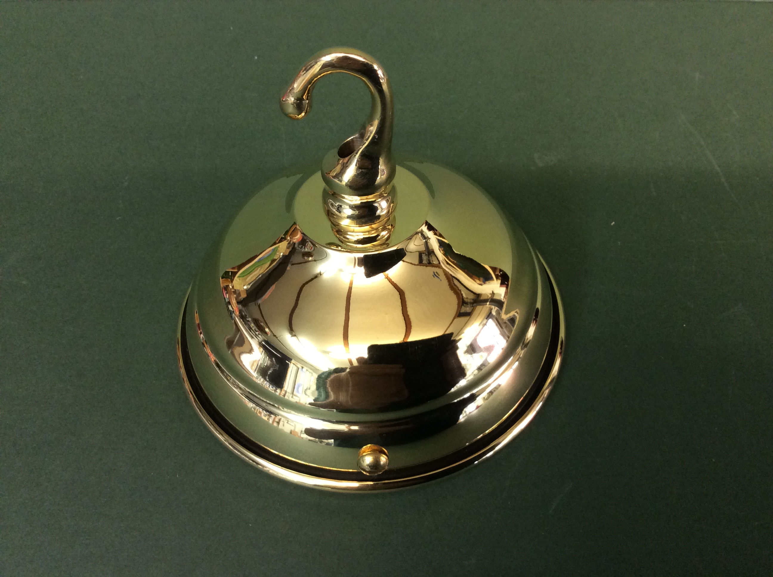 Ceiling plate with hook polished brass finish