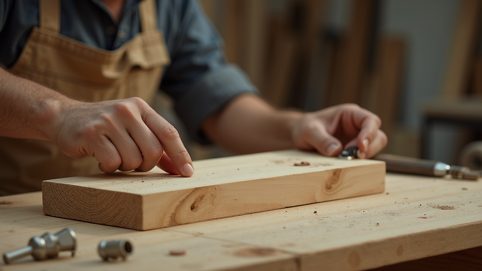 Close-up view of a wooden project in progress on a workbench