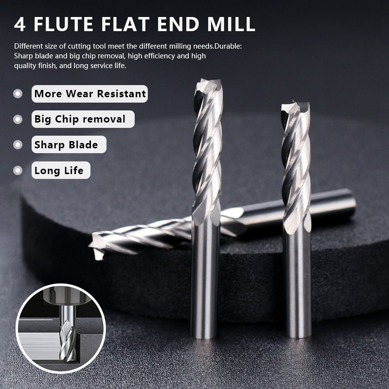 XCAN End Mill 4 Flute Carbide Milling Cutter 3.175mm Shank Spiral Flat Milling B