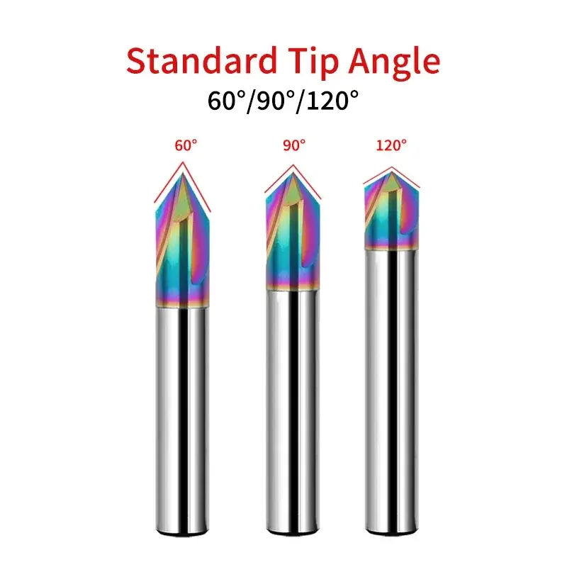 Thumbnail: Chowmaster Carbide Chamfer Milling Cutter HRC55 3 Flute DLC Coated Aluminum End 
