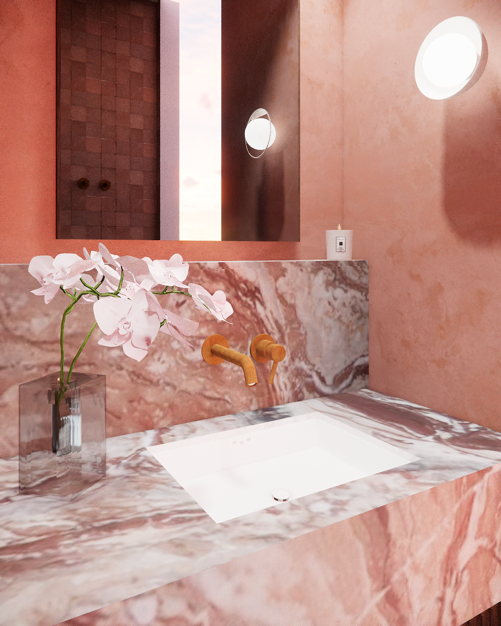 luxury modern bathroom venetian plaster marble