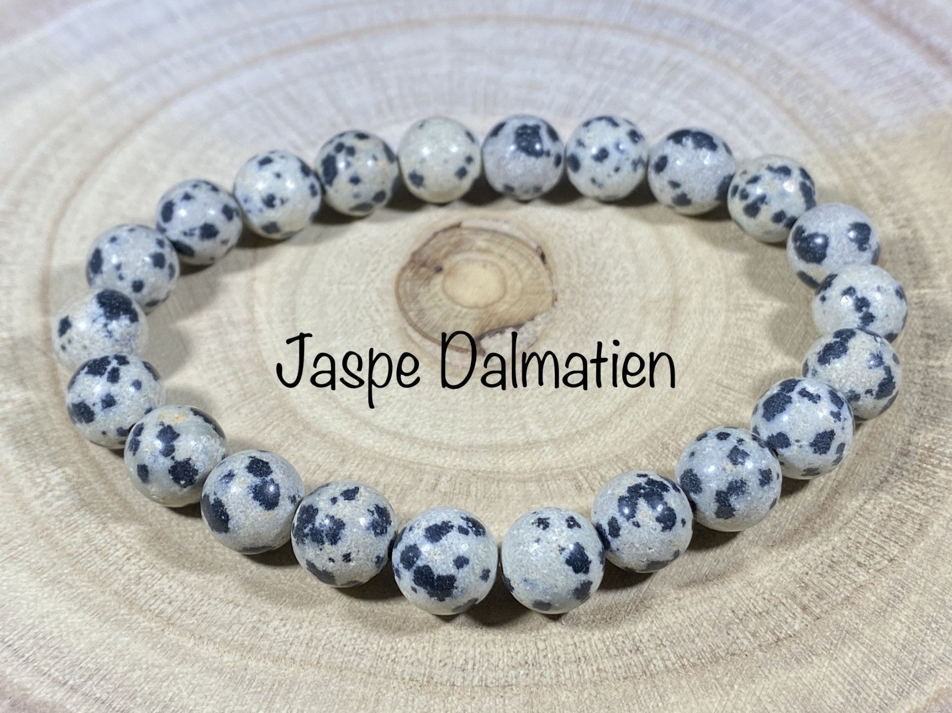 Bracelet Jaspe Dalmatien – 8 mm
