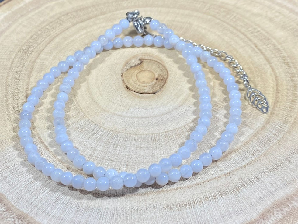 Collier Calcédoine Bleue - 4mm