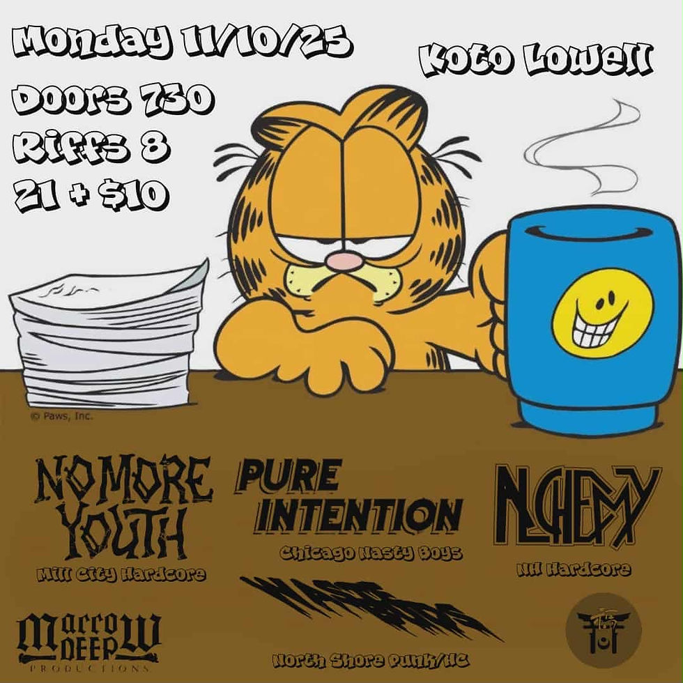 Koto Downstairs: Garfield Hates Mondays — Hardcore Night at Koto Lowell