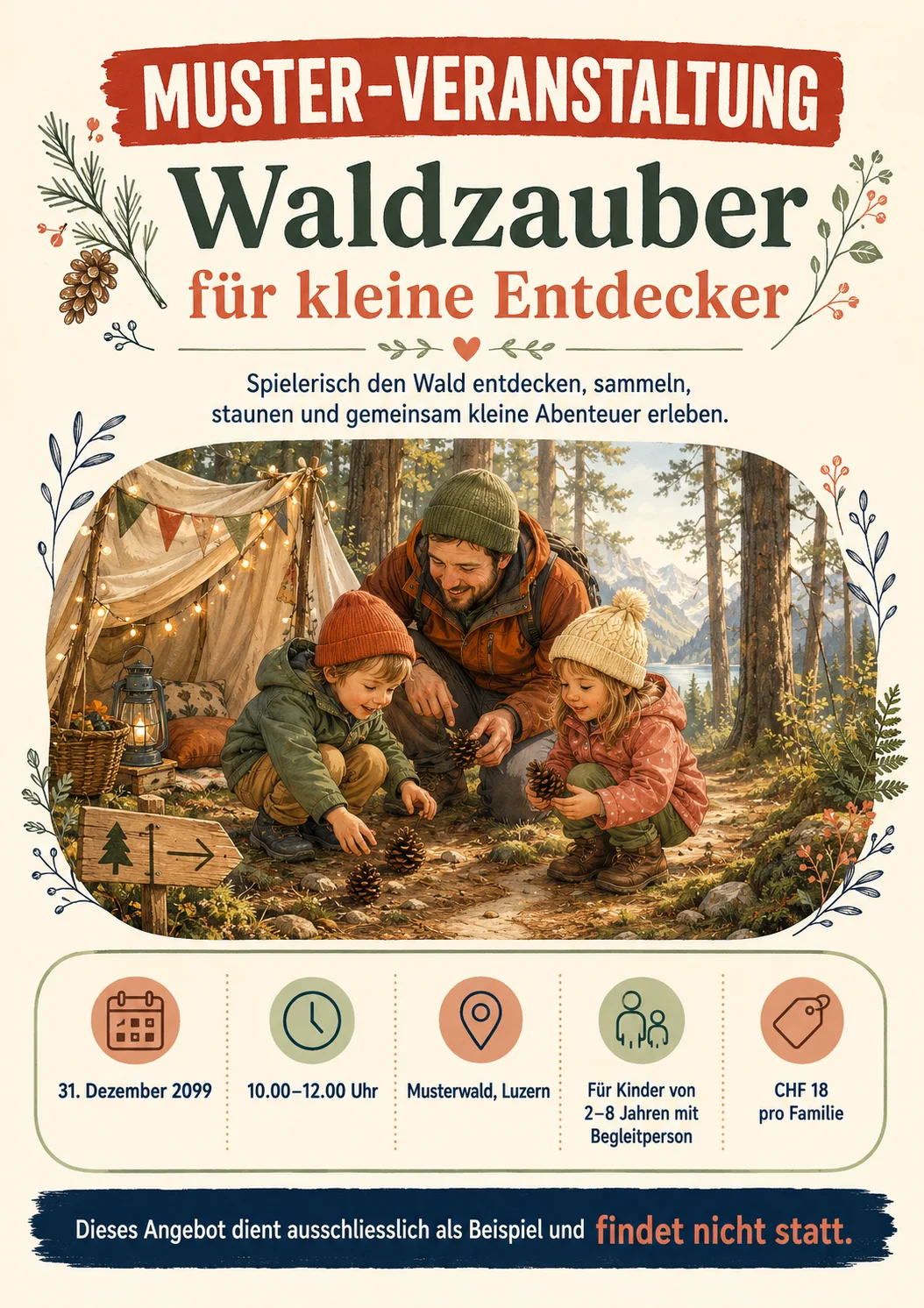 Flyer zu Muster-Veranstaltung: Waldzauber für kleine Entdecker