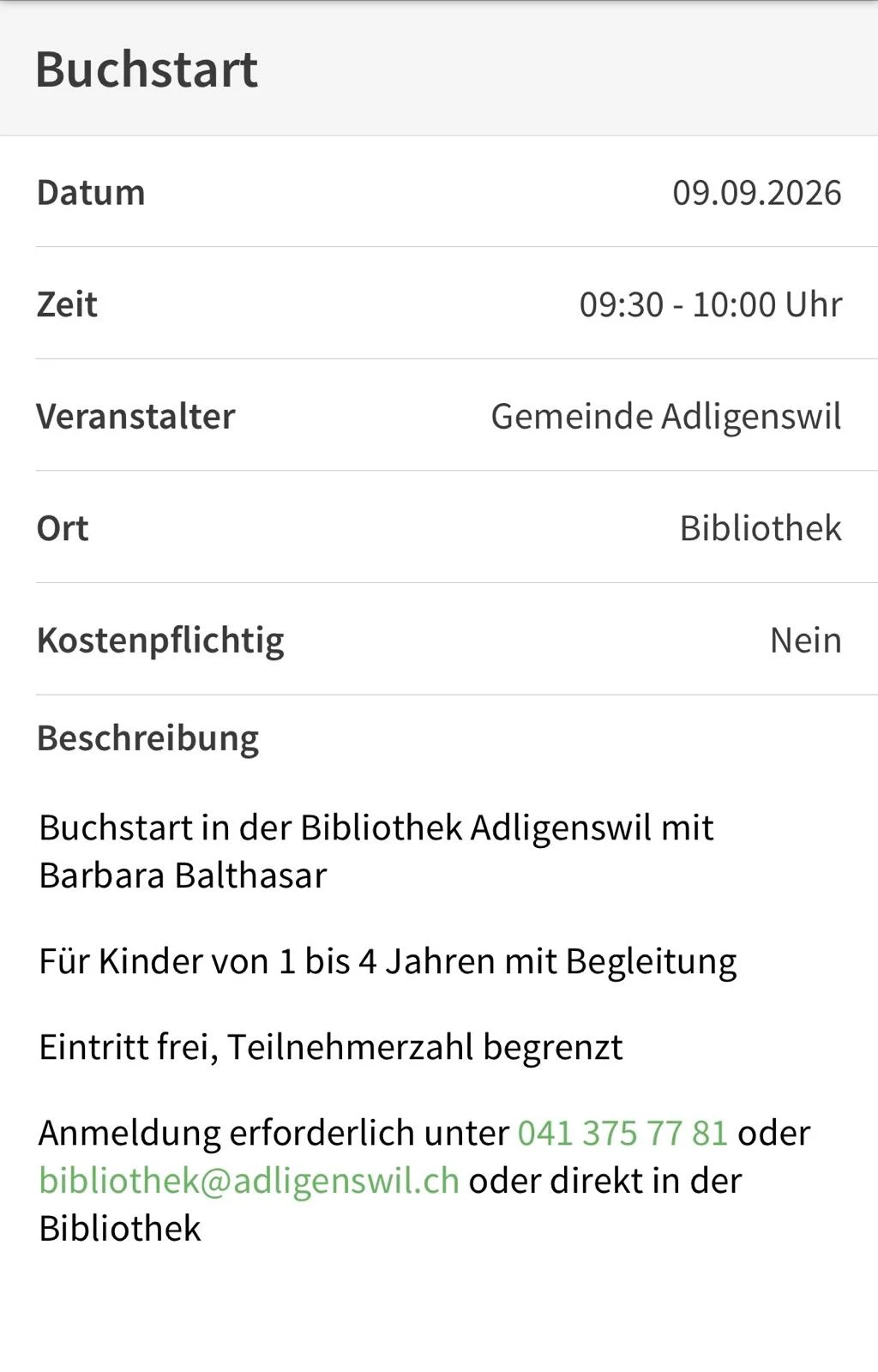 Flyer zu Buchstart