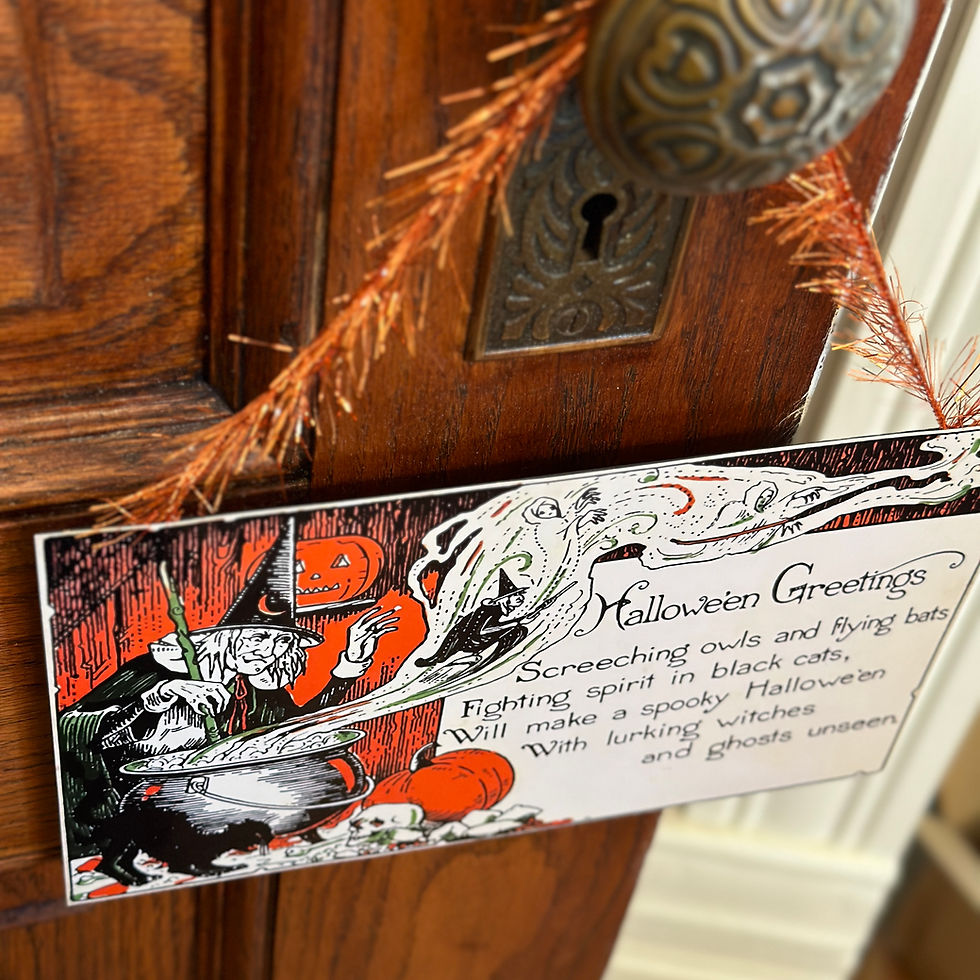 Thumbnail: Vintage Style Witch "Halloween Greetings" Postcard Art Wall Decoration