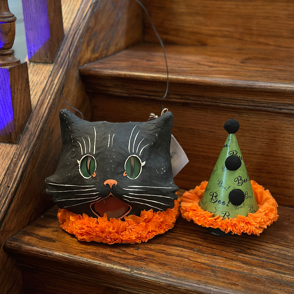 Thumbnail: Vintage Style Black Cat With Hat Bucket Lantern