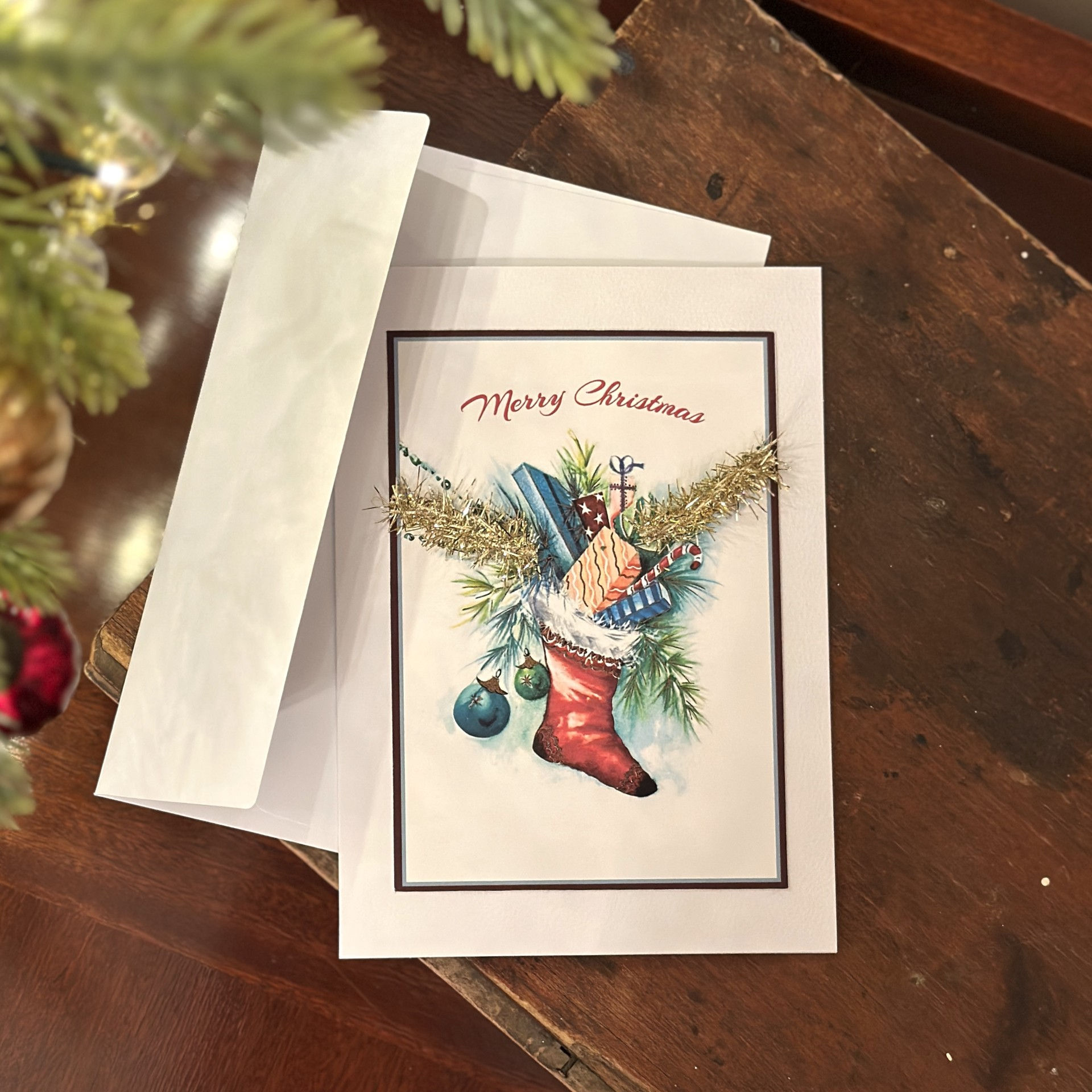 Vintage Retro "Christmas Stocking" Greeting Card