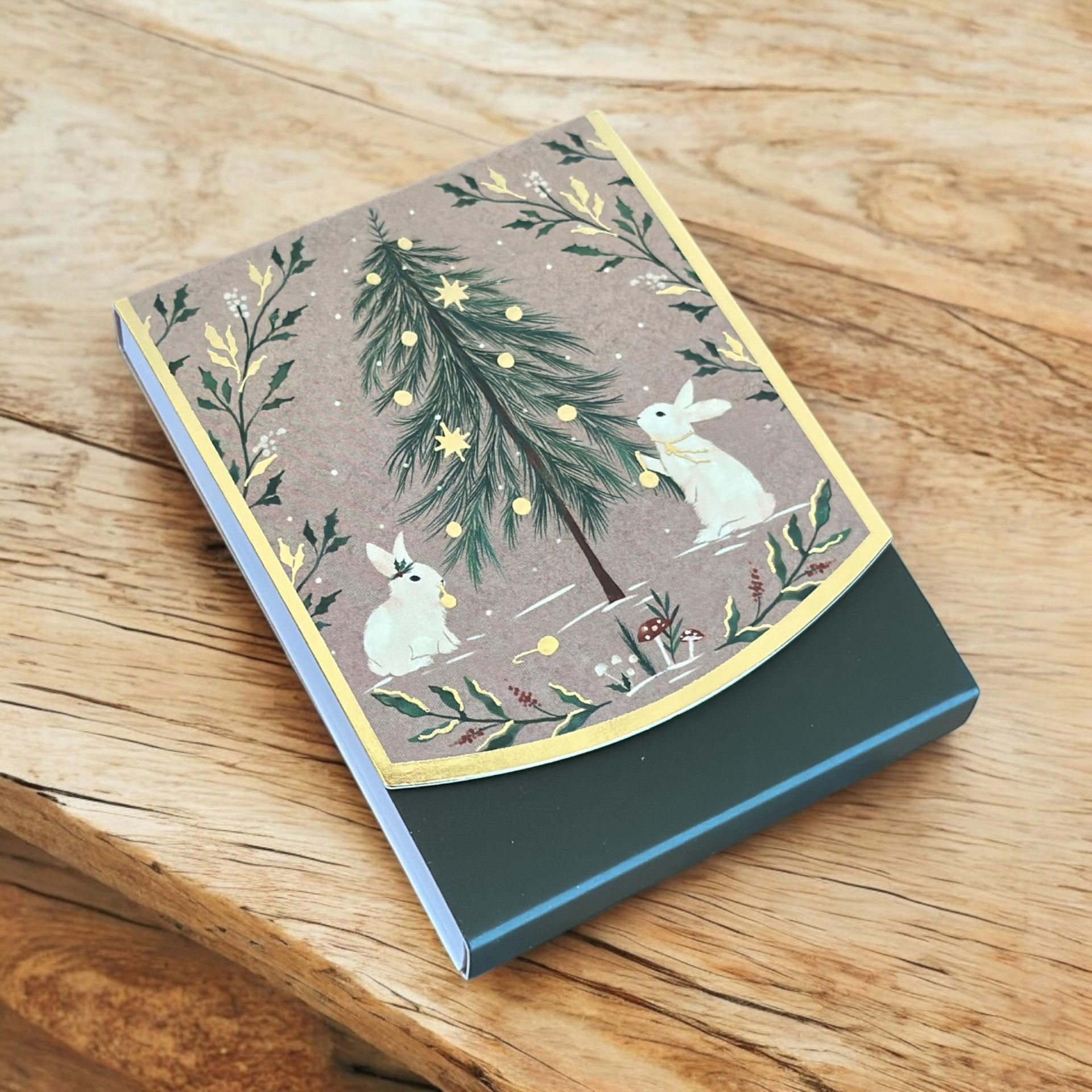 Bunnies With Tree Mini Enclosed Pocket Note Pad