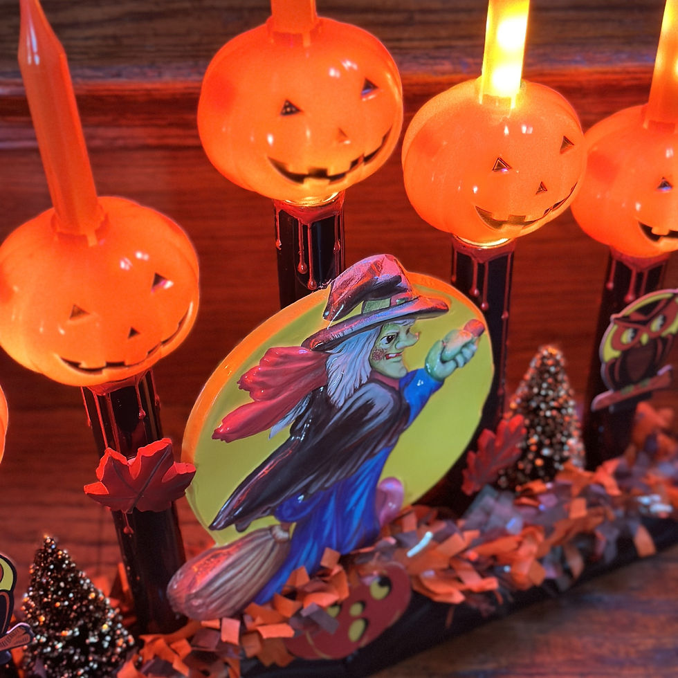 Thumbnail: Vintage Style Witch & Owl Halloween LED Candolier