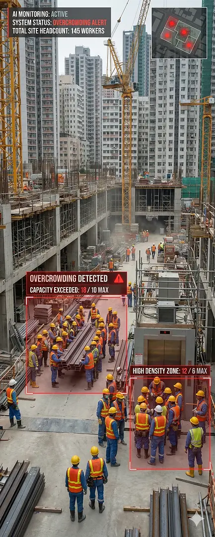 Vision AI-Based Overcrowding Detection to Reduce Collision and Related Safety Risks in Industrial Sites