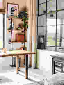 office makeover, the simple farmhouse, open shelving, industrial modern shelving, simple farmhouse, pipe shelf, diy shelf