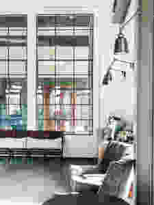 reclaimed steel windows, the town church delaware, the simple farmhouse, simple farmhouse, industrial design, office makeover, behr midnight in NY, apartment therapy