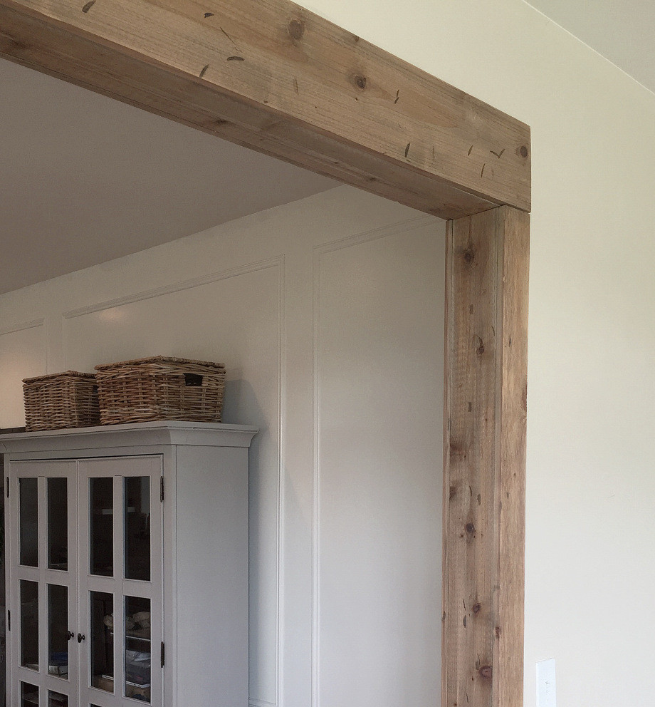 diy faux barnwood doorway, rustic barnwood doorway, farmhouse decor, the simple farmhouse, faux beam, rustic beam