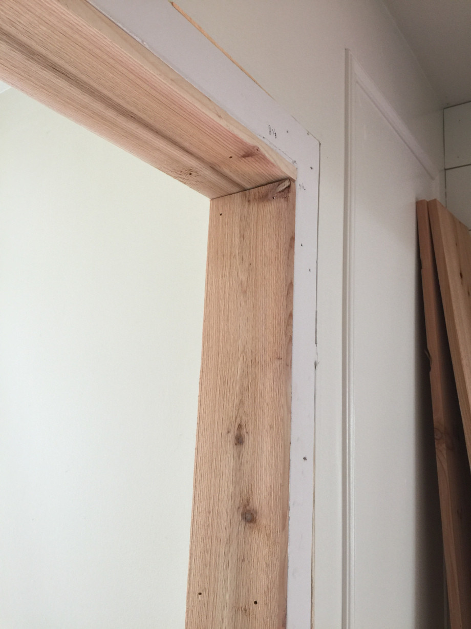 diy, faux barnwood beam doorway, the simple farmhouse,