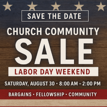 Church Community Sale – Labor Day Weekend