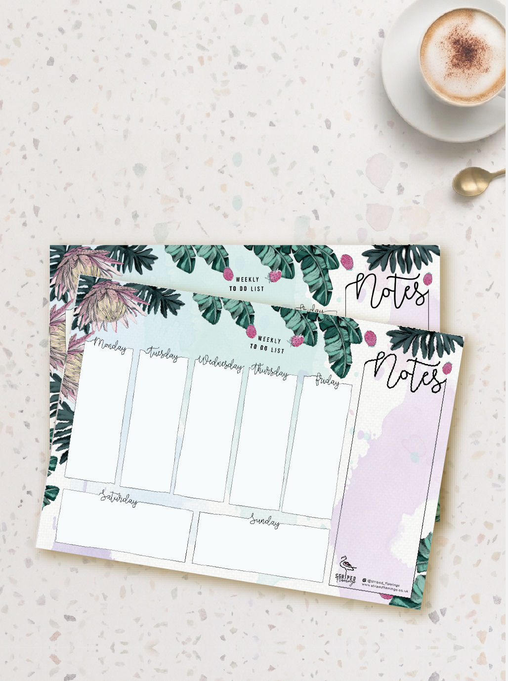 Weekly Protea Desk Planner & Daily Notepad | Meal Planner | School Planner