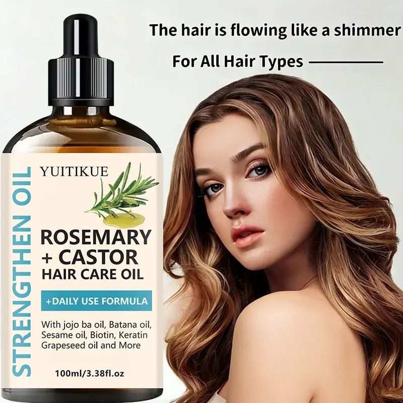 Thumbnail: YUITIKUE Rosemary + Castor Strengthening Hair Oil - Daily Use Hair Care Oil With