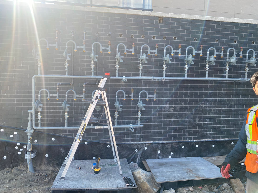 Plumbing installation with metal pipes . 