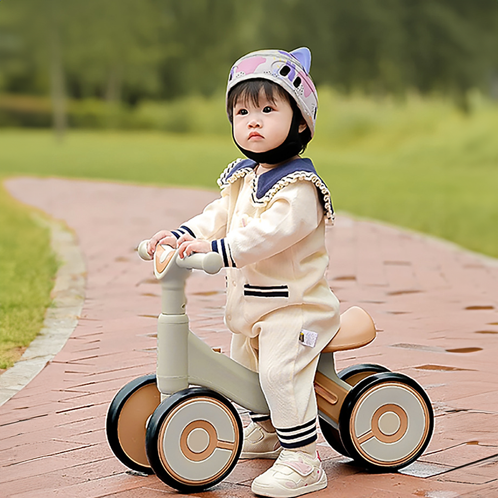 Thumbnail: Kids 4 Wheel Balance Bike Toddler Walker No Pedal Sliding Bike with 25CM Wide Wh
