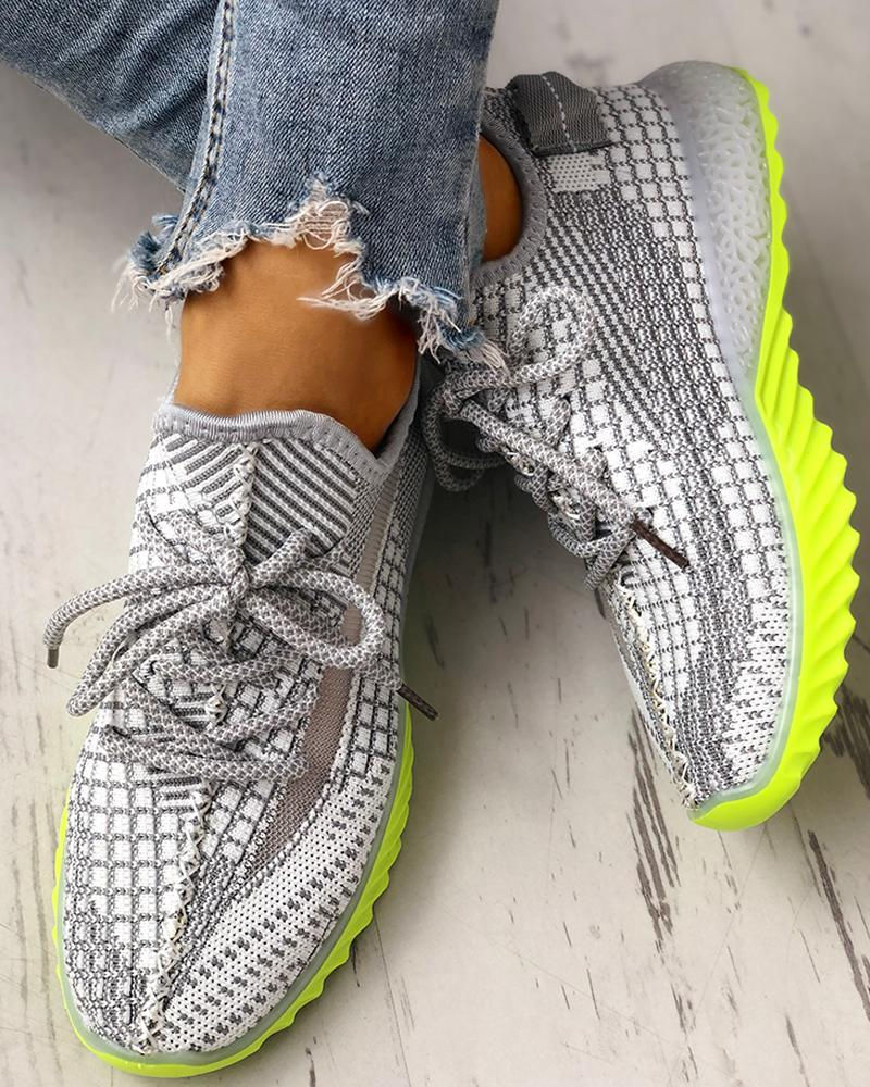 Thumbnail: Net Surface Breathable Lace-Up Sneakers