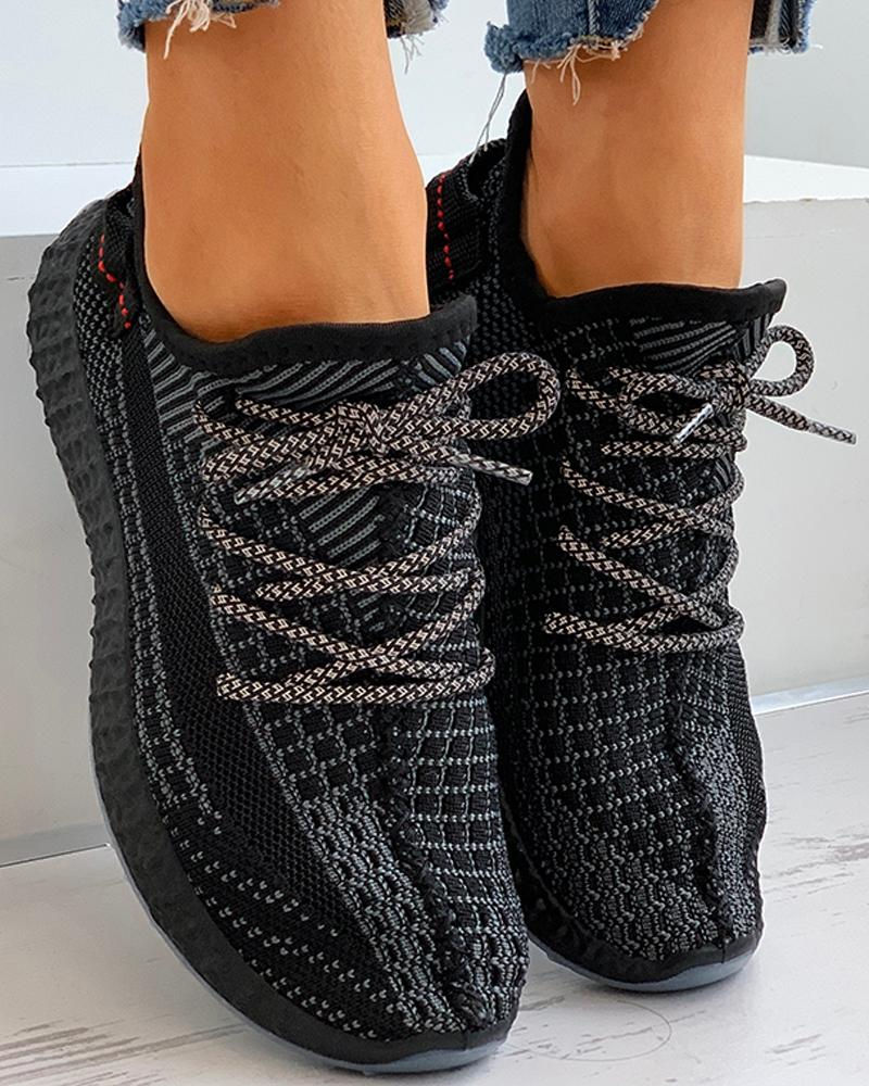 Thumbnail: Net Surface Lace-up Casual Sneakers