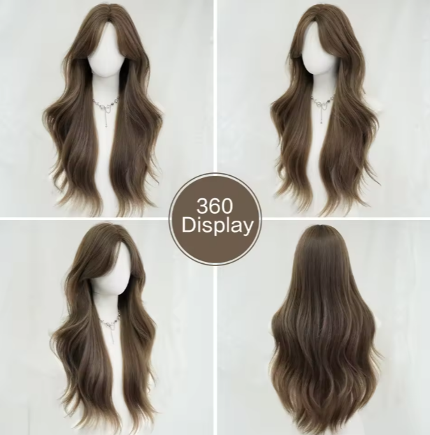 Thumbnail: 30 Inch Extra Long Brown Curly Matte Hair Wig