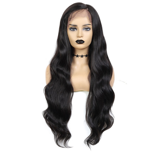 30 Inch Long Curly Side Part Black wig Girly me