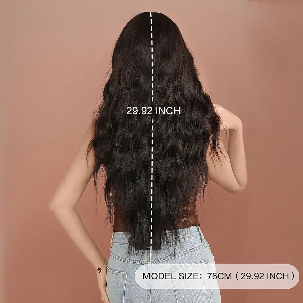 Thumbnail: 30'' Long Black Wavy Wigs for Women Synthetic wig