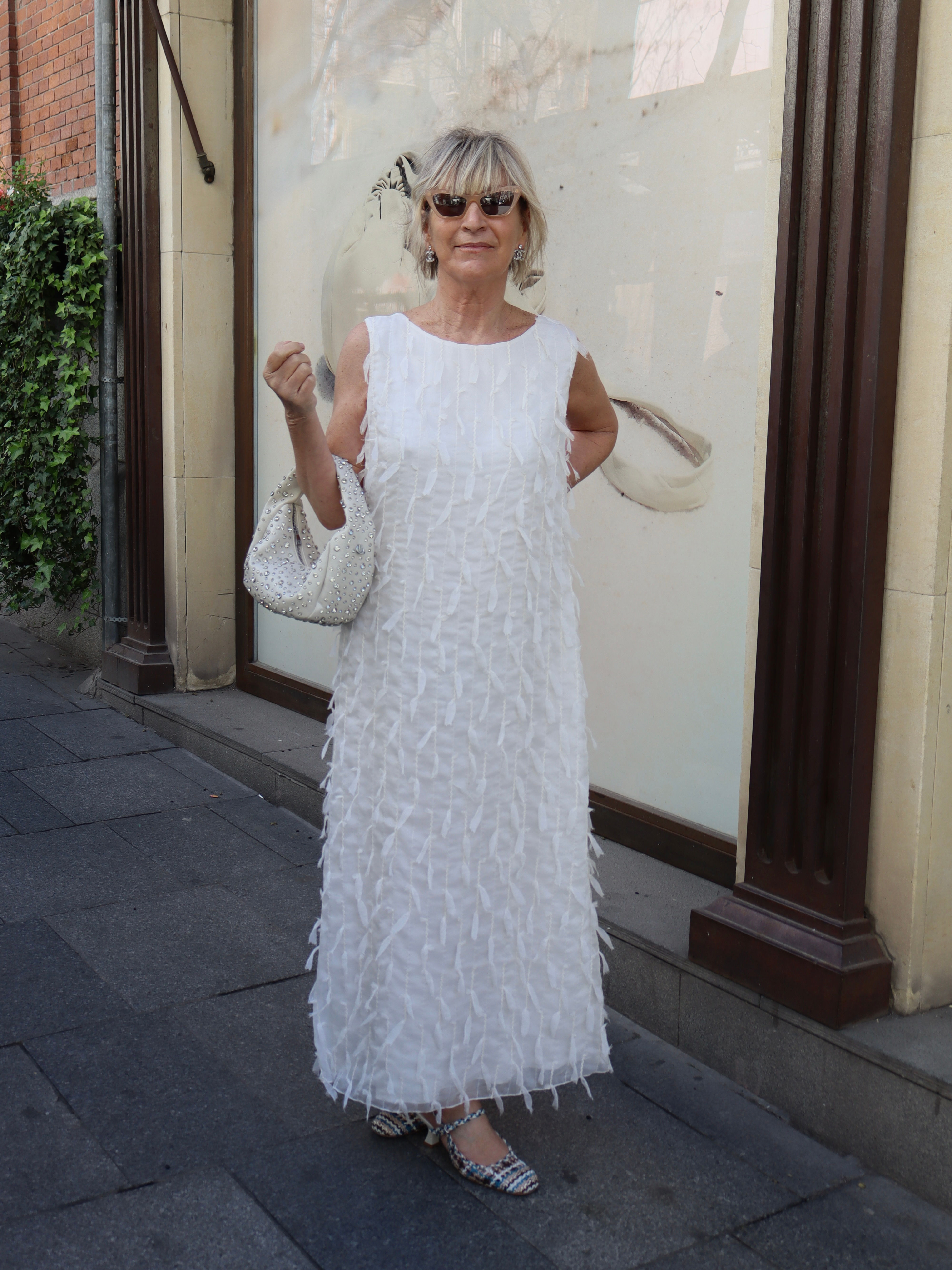 Vestido flecos blanco