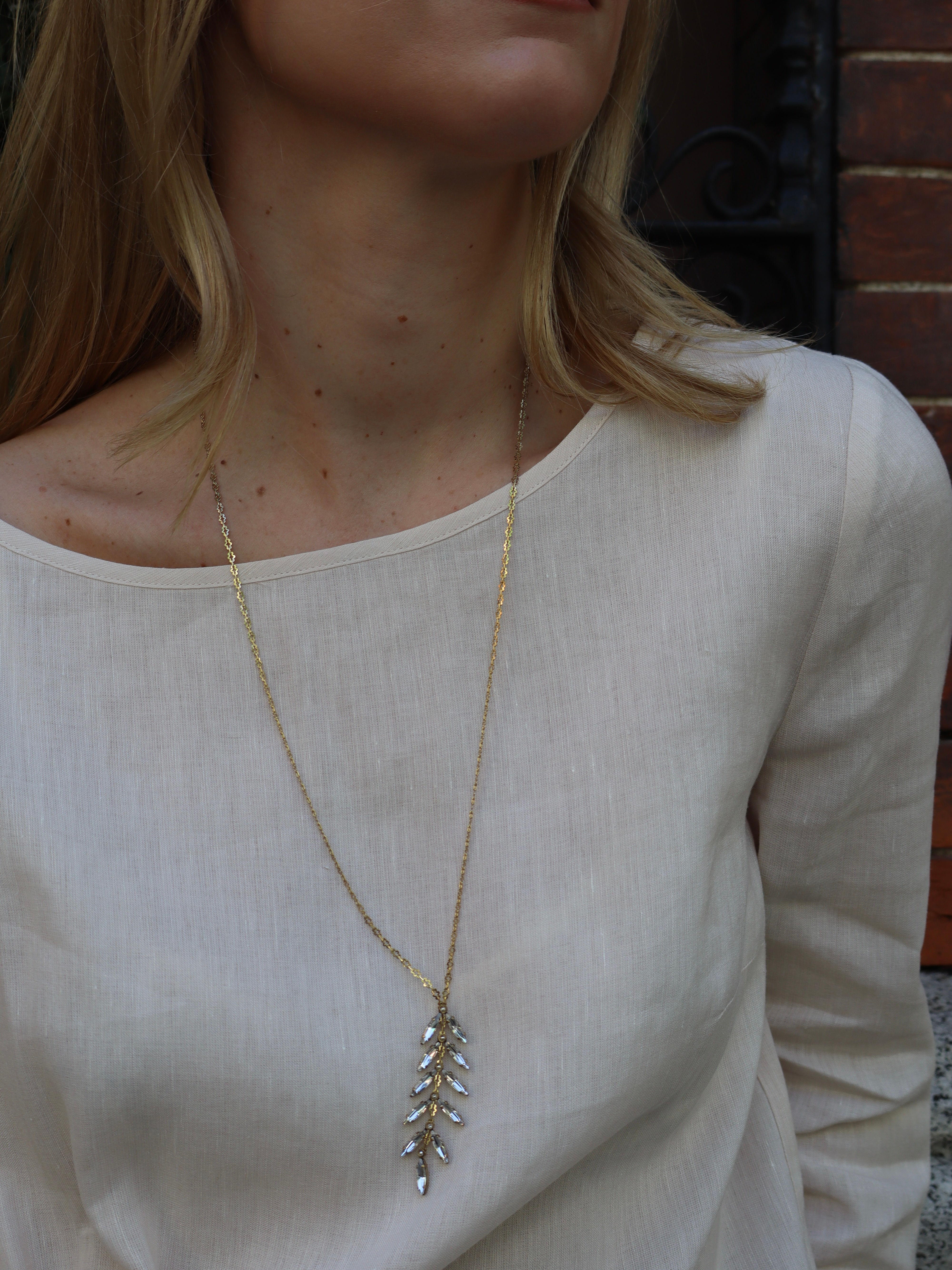 Collar largo espiga cristales